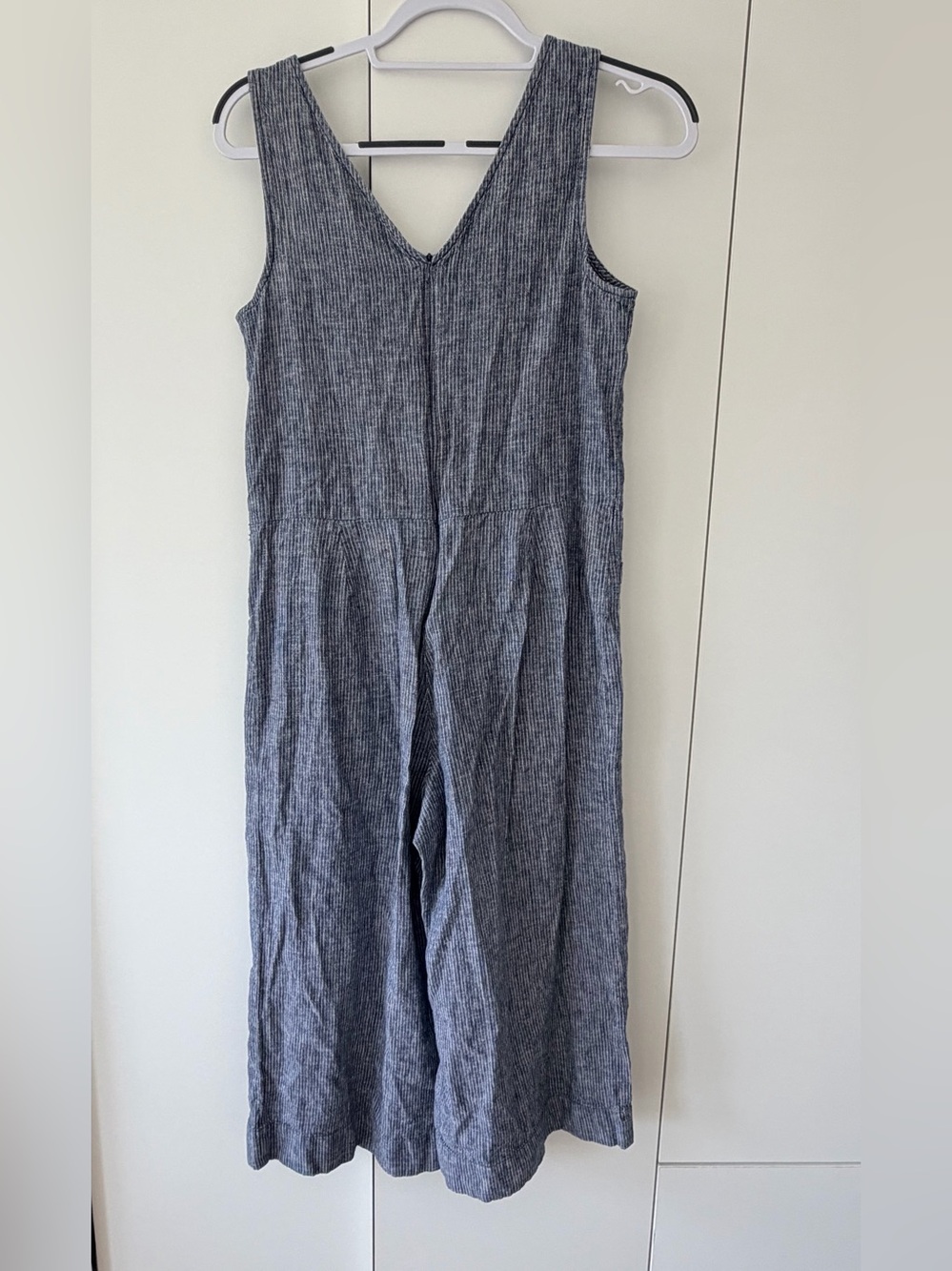 Striped Linen Jumpsuit in Heathered Blue - Picture 5 of 6